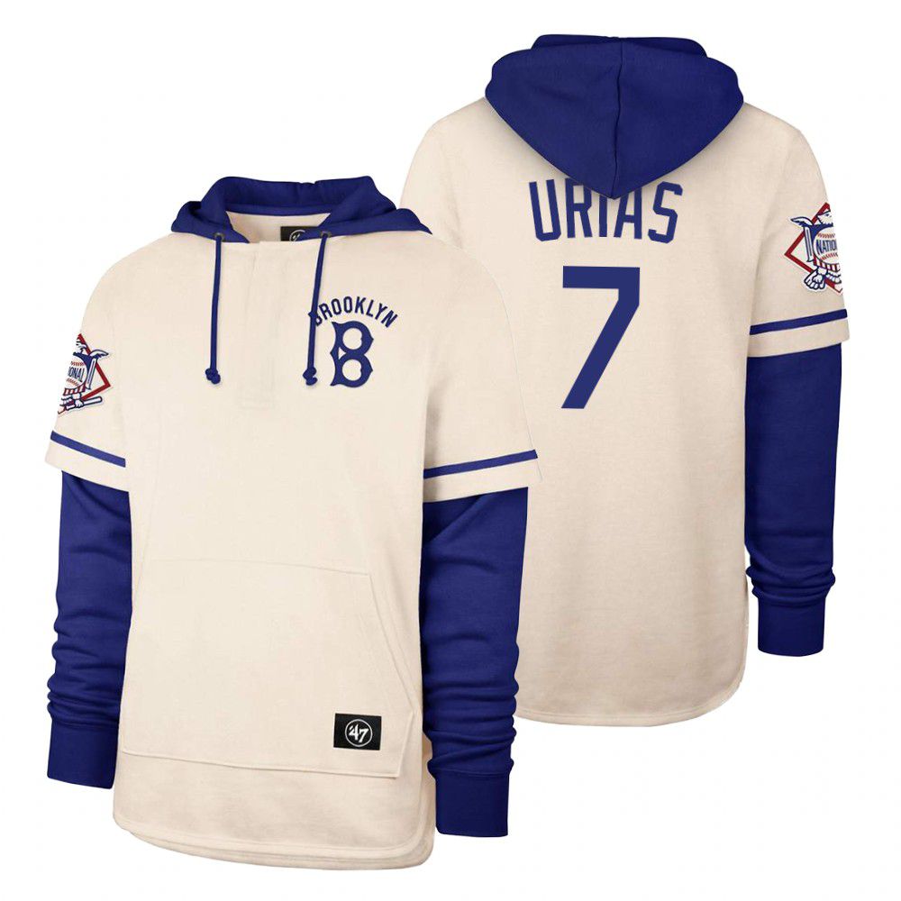 Men Los Angeles Dodgers #7 Urias Cream 2021 Pullover Hoodie MLB Jersey->tampa bay rays->MLB Jersey